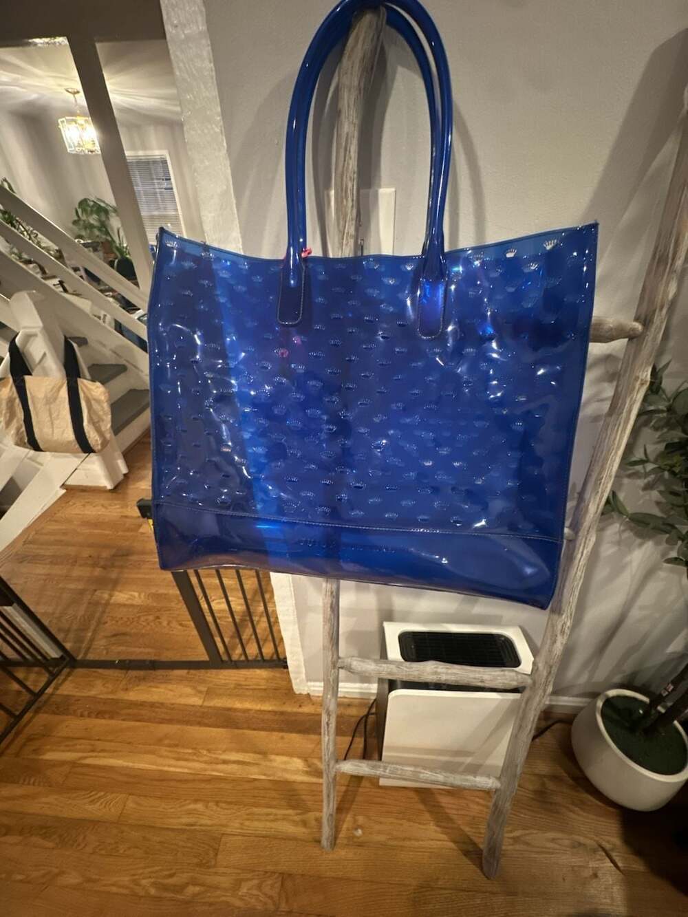 Juicy Couture Jelly Tote Bag Blue Crown Debossed